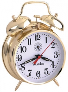 Salton at Home Keywound Twin Bell Brass Finish Alarm Clock