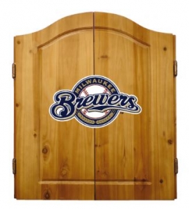 Milwaukee Brewers MLB Licensed Complete Dartboard & Cabinet Set