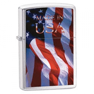 U.S. American Flag Emblem High Polish Chrome Finish Lighter - Standard Issue Series