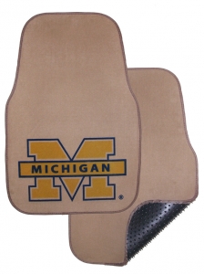 Michigan Wolverines 2pc Beige Universal Car Floor Mats