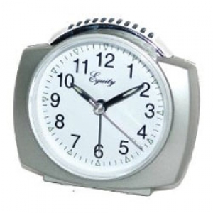 Equity Battery Operated Silver Analog Alarm Clock