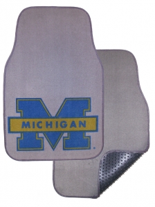 Michigan Wolverines 2pc "Blue M" Grey Universal Car Floor Mats