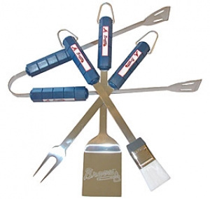 Atlanta Braves Stainless Steel BBQ Utensil Set
