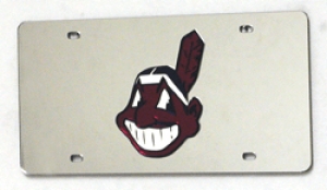 Cleveland Indians Laser Cut/Mirrored Silver License Plate