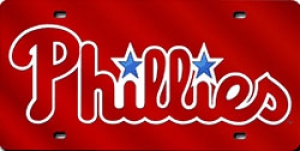 Philadelphia Phillies Laser Cut/Mirrored Blue License Plate