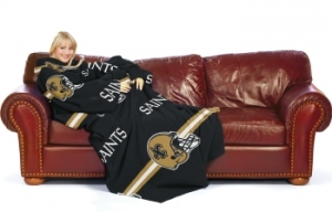 New Orleans Saints NFL Adult Huddler 71" x 48" Fleece Snuggie Throw Blanket