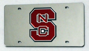 North Carolina State Wolfpack Silver Laser Cut/Mirrored License Plate