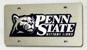 Penn State Nittany Lions Silver Laser Cut/Mirrored License Plate