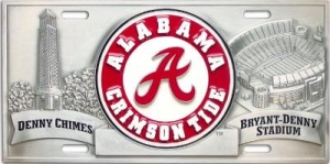 Alabama Crimson Tide "A" NCAA 3D Pewter License Plate
