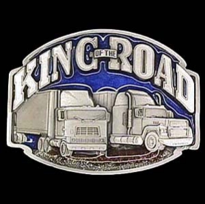 King of the Road Trucker Pewter Belt Buckle