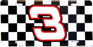 Dale Earnhardt Sr. #3 Checkered Flag Aluminum License Plate