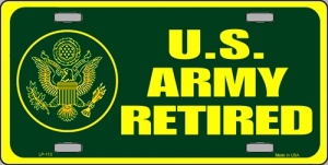 US Army Retired Aluminum License Plate