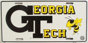 Georgia Tech Yellow Jackets "GT" Aluminum License Plate