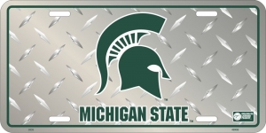 Michigan State Spartans Diamond Plate License Plate
