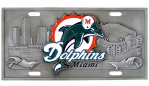 Miami Dolphins NFL 3D Pewter License Plate