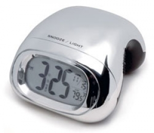 RoadPro Tap n Glow Chrome Alarm Clock with Temperature Display