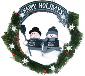 Seattle Seahawks 20" Team Holiday Snowman Wreath