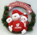 Wisconsin Badgers 20" Three Snowmen Football Family Wreath