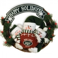New York Jets 20" Three Snowmen Football Family Wreath