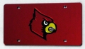 Louisville Cardinals Red Laser Cut/Mirrored License Plate