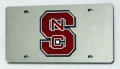 North Carolina State Wolfpack Silver Laser Cut/Mirrored License Plate