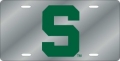 Michigan State Spartans Silver Laser Cut/Mirrored License Plate