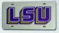 LSU Tigers Silver Laser Cut/Mirrored License Plate