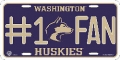 Washington Huskies #1 Fan Aluminum License Plate