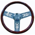 Kenworth, Peterbilt & International 18" Wood "Chrome Flames" Steering Wheels