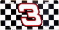 Dale Earnhardt Sr. #3 Checkered Flag Aluminum License Plate