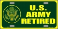 US Army Retired Aluminum License Plate