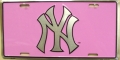New York Yankees Pink Aluminum License Plate