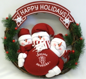 Indiana Hoosiers 20" Three Snowmen Football Family Wreath