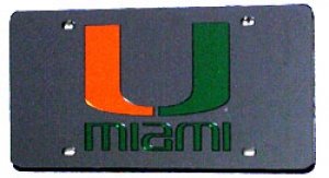 Miami Hurricanes Laser Cut Black License Plate