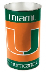 Miami Hurricanes NCAA 15" Tapered Wastebasket