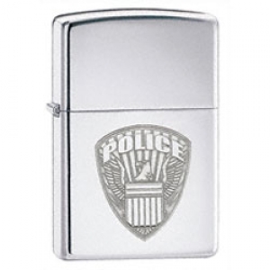Zippo Police Logo Design High Polish Chrome Finish Lighter