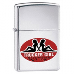 Zippo Mud Flap Girl Design Lighter in High Polish Chrome Finish