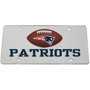 New England Patriots Football Silver Laser Cut License Plate