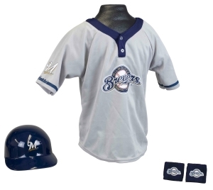 Milwaukee Brewers MLB Youth Helmet and Jersey Set