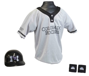 Colorado Rockies MLB Youth Helmet and Jersey Set