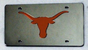 Texas Longhorns Silver Laser Cut/Mirrored License Plate