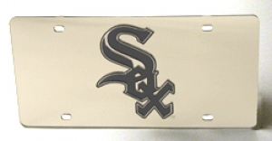 Chicago White Sox Laser Cut/Mirrored Silver License Plate