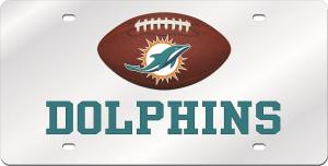 Miami Dolphins Football Silver Laser Cut License Plate