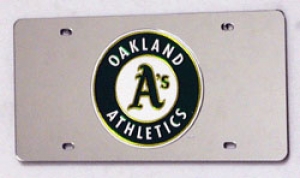 Oakland Athletics Laser Cut/Mirrored Silver License Plate