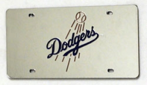 Los Angeles Dodgers Laser Cut/Mirrored Silver License Plate