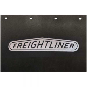 Freightliner Trucks 24" x 15" Black & Silver Poly Semi Truck Mud Flaps-Pair