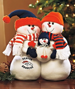 Denver Broncos NFL Table Top Snowman Family