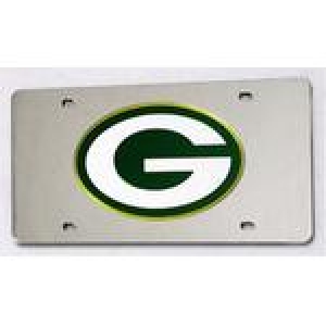 Green Bay Packers Silver Laser Cut License Plate