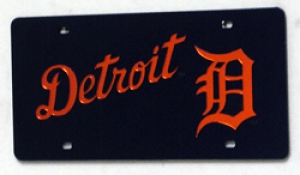 Detroit Tigers Laser Cut/Mirrored Blue License Plate