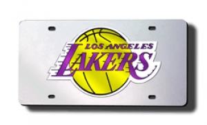 Los Angeles Lakers Laser Cut Silver License Plate